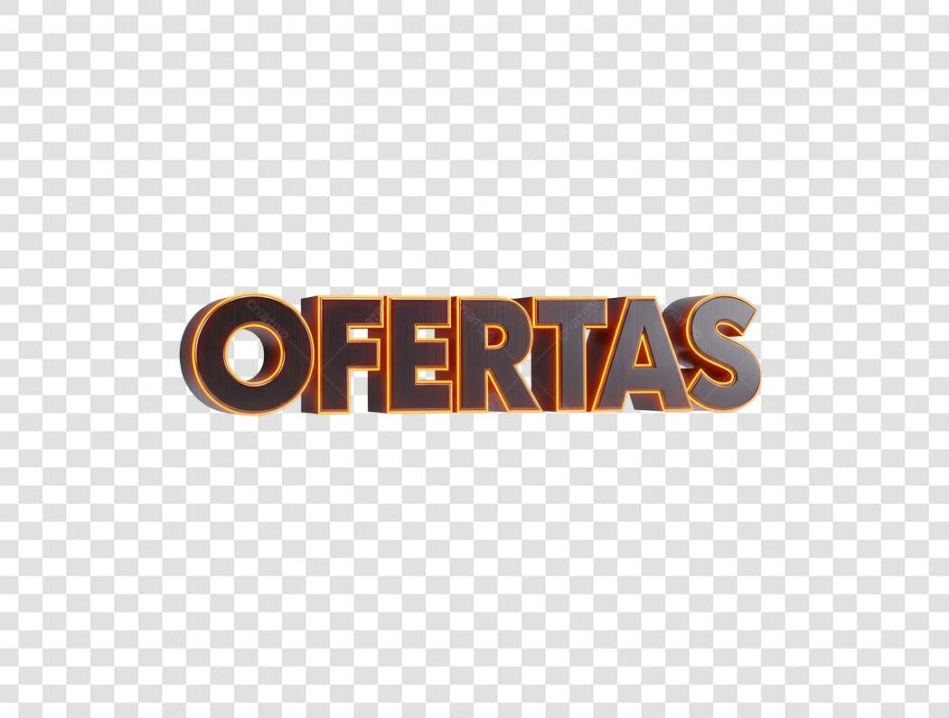Letreiro Promocional Ofertas 3D Laranja Marketing PNG com fundo transparente