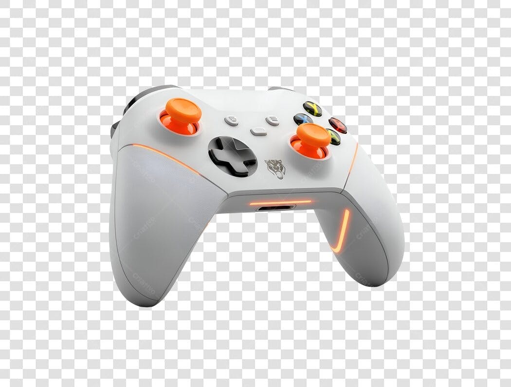 Recurso Gráfico Controlador de Jogo Moderno Branco e Laranja PNG com fundo transparente