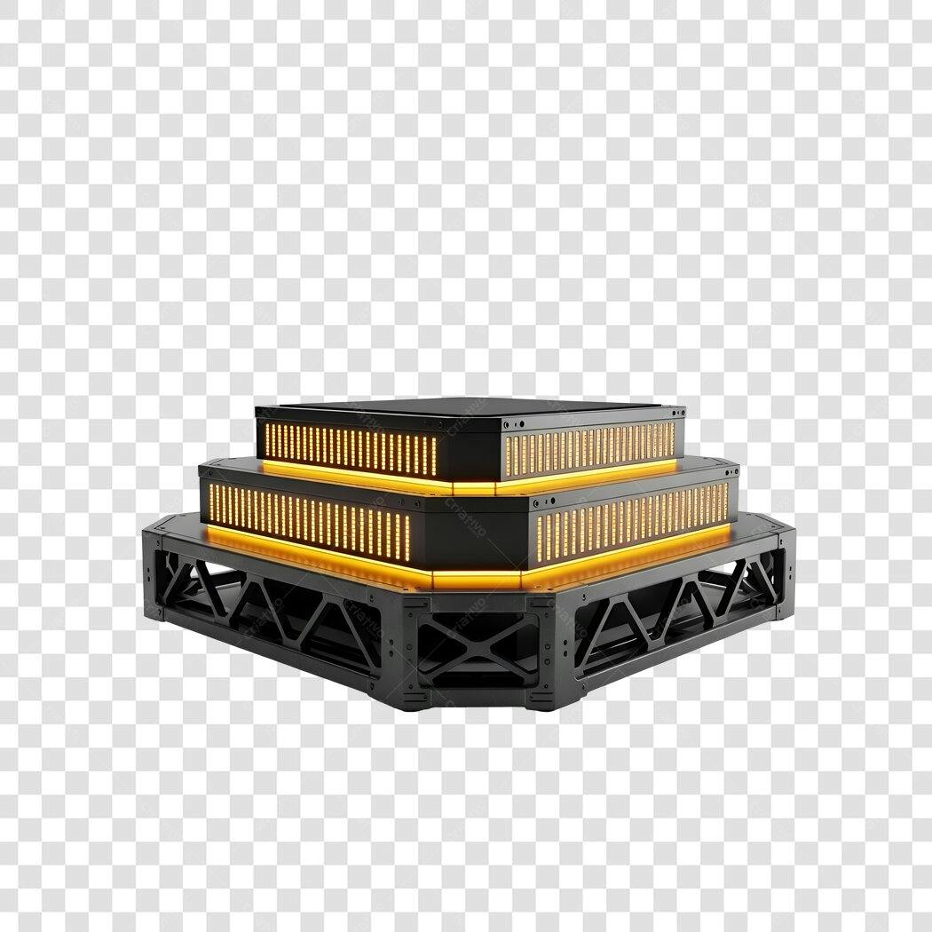 Palco display produto moderno com luzes amarelas PNG com fundo transparente