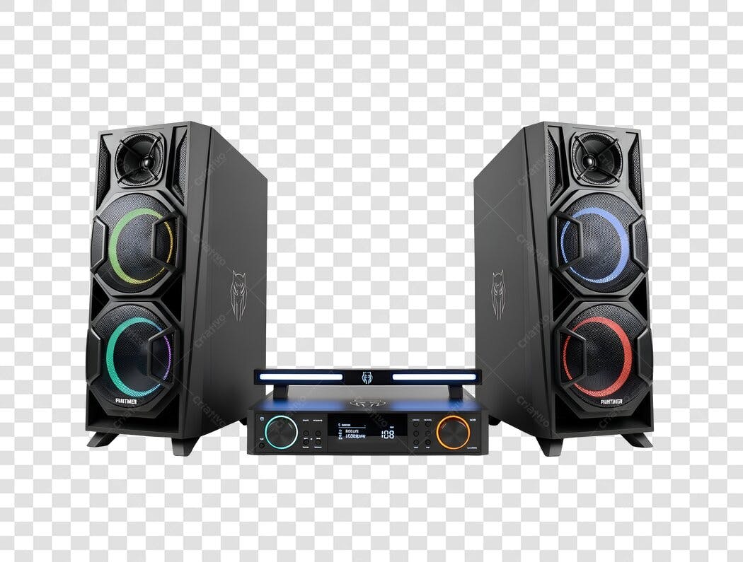 Equipamento de Áudio Caixas de Som Torre RGB PNG com fundo transparente