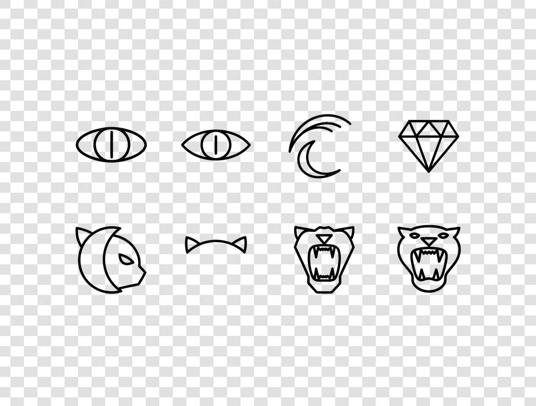 Icones Olhos Felinos Pantera Diamante para Design PNG com fundo transparente