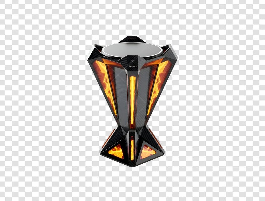 Troféu E-sports Moderno Carbono Chamas Laranjas PNG com fundo transparente