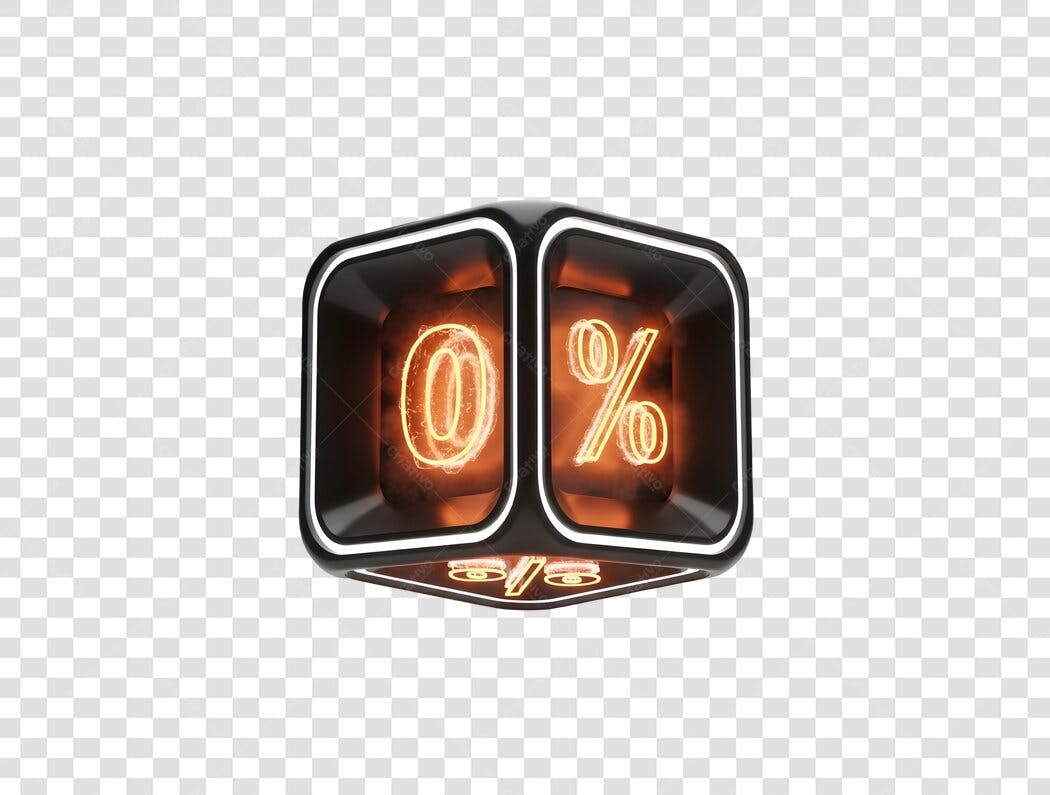Ícone 3D Neon Arroba Porcentagem Marketing Digital Ofertas PNG com fundo transparente