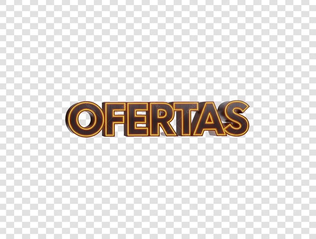 Texto Promocional Ofertas 3D neon marrom PNG com fundo transparente