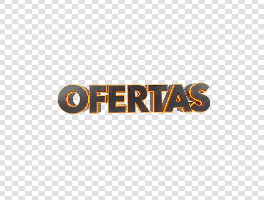 Título 3D Ofertas Cinza Laranja Brilhante para Marketing Digital PNG com fundo transparente
