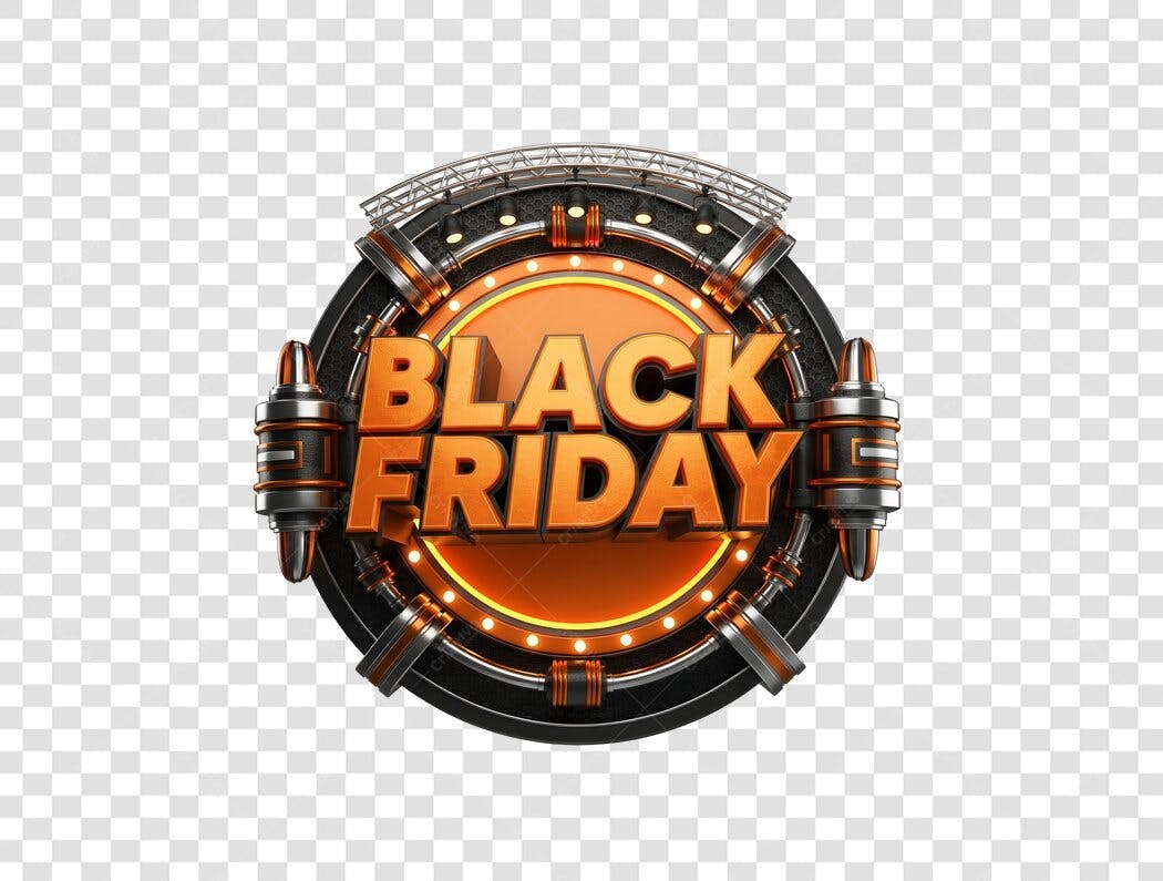Selo Black Friday 3D Metálico Ofertas Promoção PNG com fundo transparente