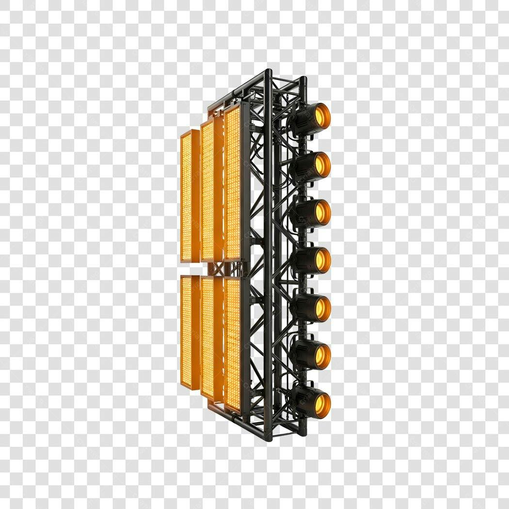 Equipamento de Palco Truss com Spots e LEDs Laranja Show PNG com fundo transparente