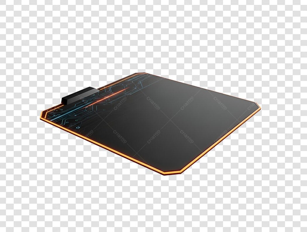 Placa Digital Futurista Circuitos Laranja Azul PNG com fundo transparente