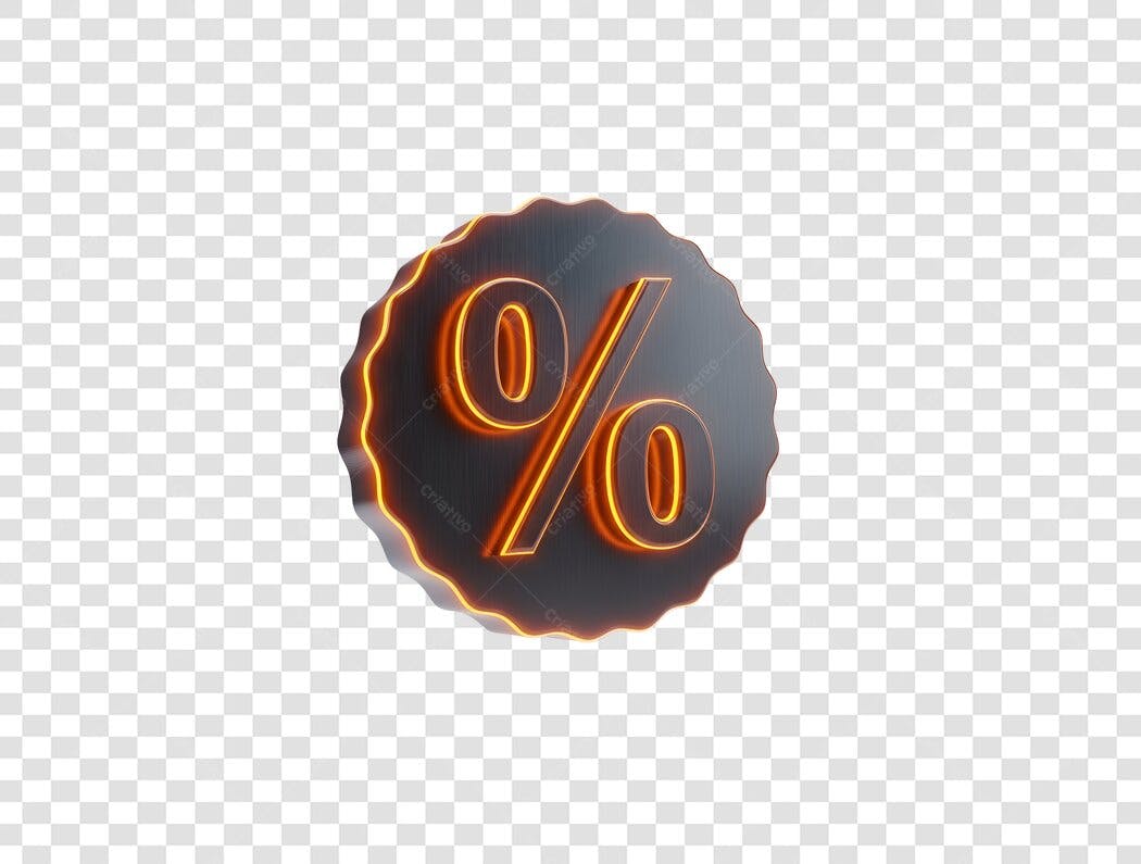 Selo de Desconto Porcentagem 3D Design Moderno Laranja Preto PNG com fundo transparente