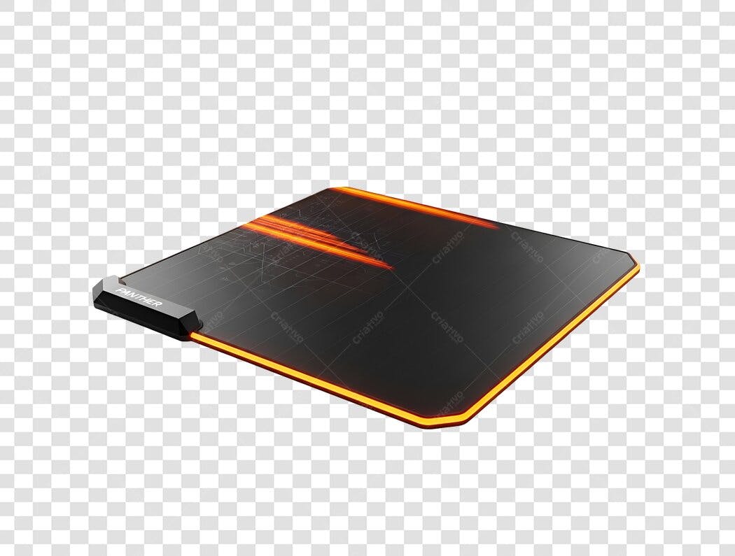 Elemento Design Mousepad Gamer Panther Preto Laranja PNG com fundo transparente