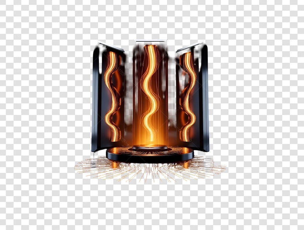 Elemento futurista de energia digital com brilho laranja preto PNG com fundo transparente