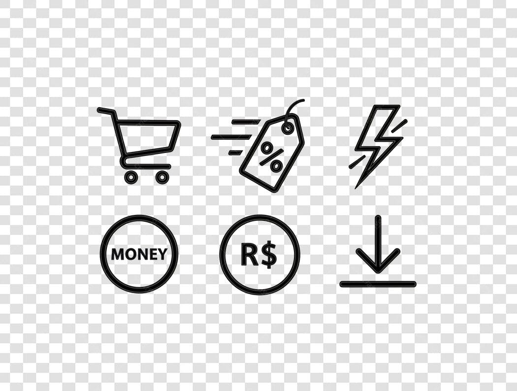 Pacote de Ícones E-commerce Marketing Digital Compras Online PNG com fundo transparente