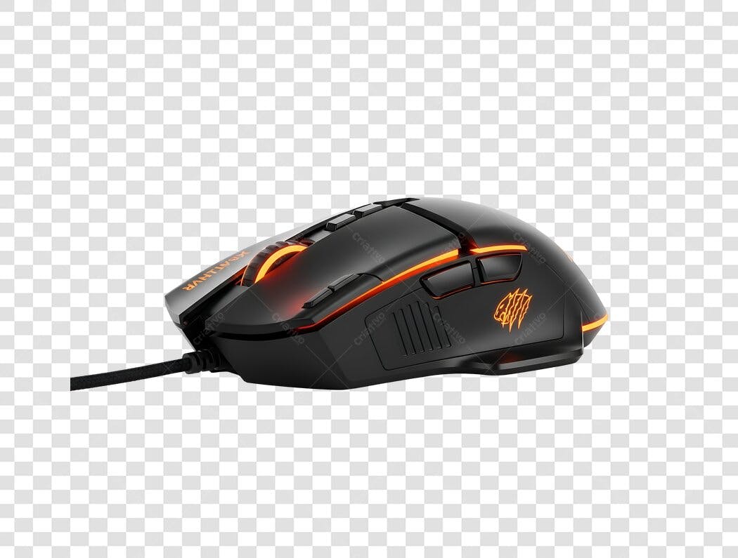 Mouse Gamer Preto com LED Laranja para e-Sports PNG com fundo transparente