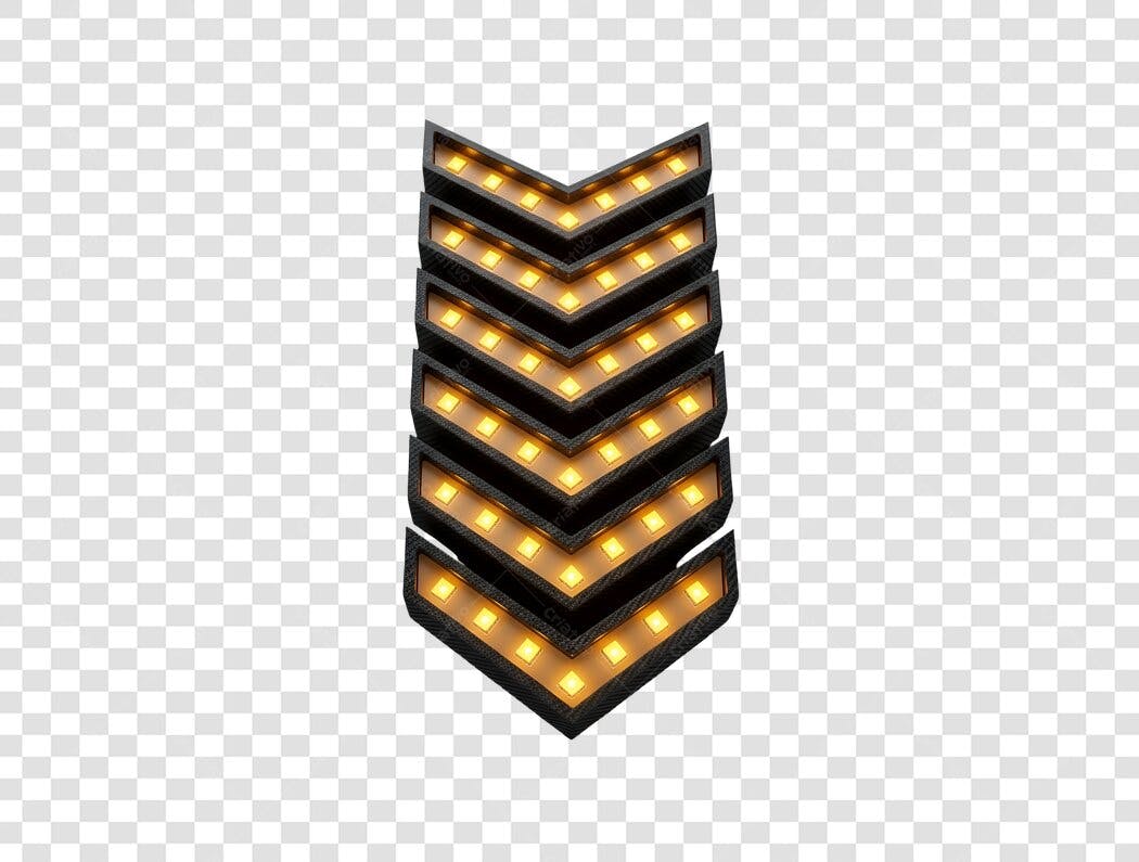 Elemento Chevron Luminoso Letreiro Retro 3D PNG com Fundo Transparente