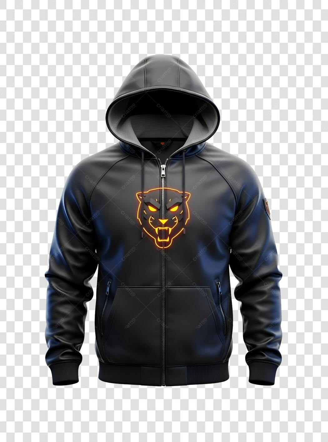 Blusão Moletom Masculino Preto Pantera Neon Estilo Gamer PNG com fundo transparente
