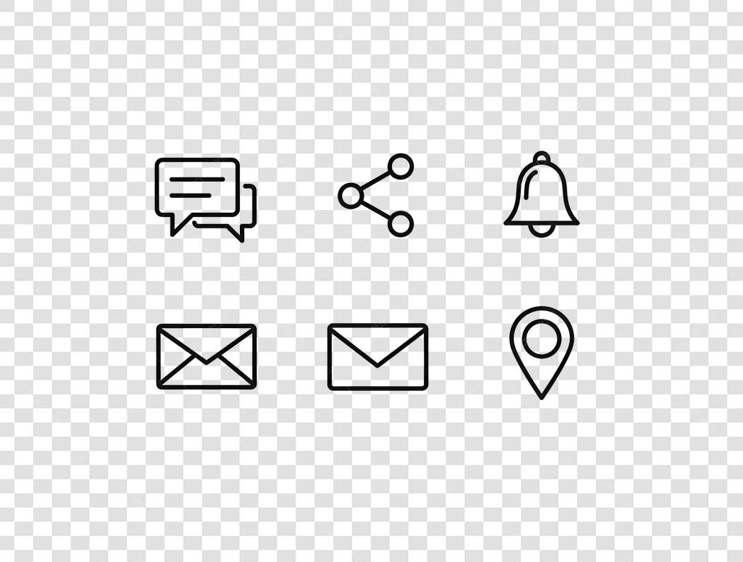 Ícones de comunicação e utilidade para web e redes sociais PNG com fundo transparente