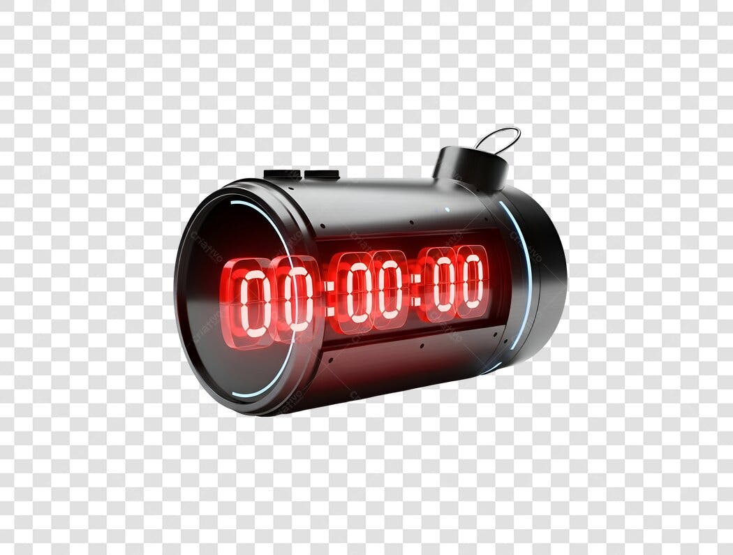 Temporizador digital contagem regressiva preto vermelho PNG com fundo transparente