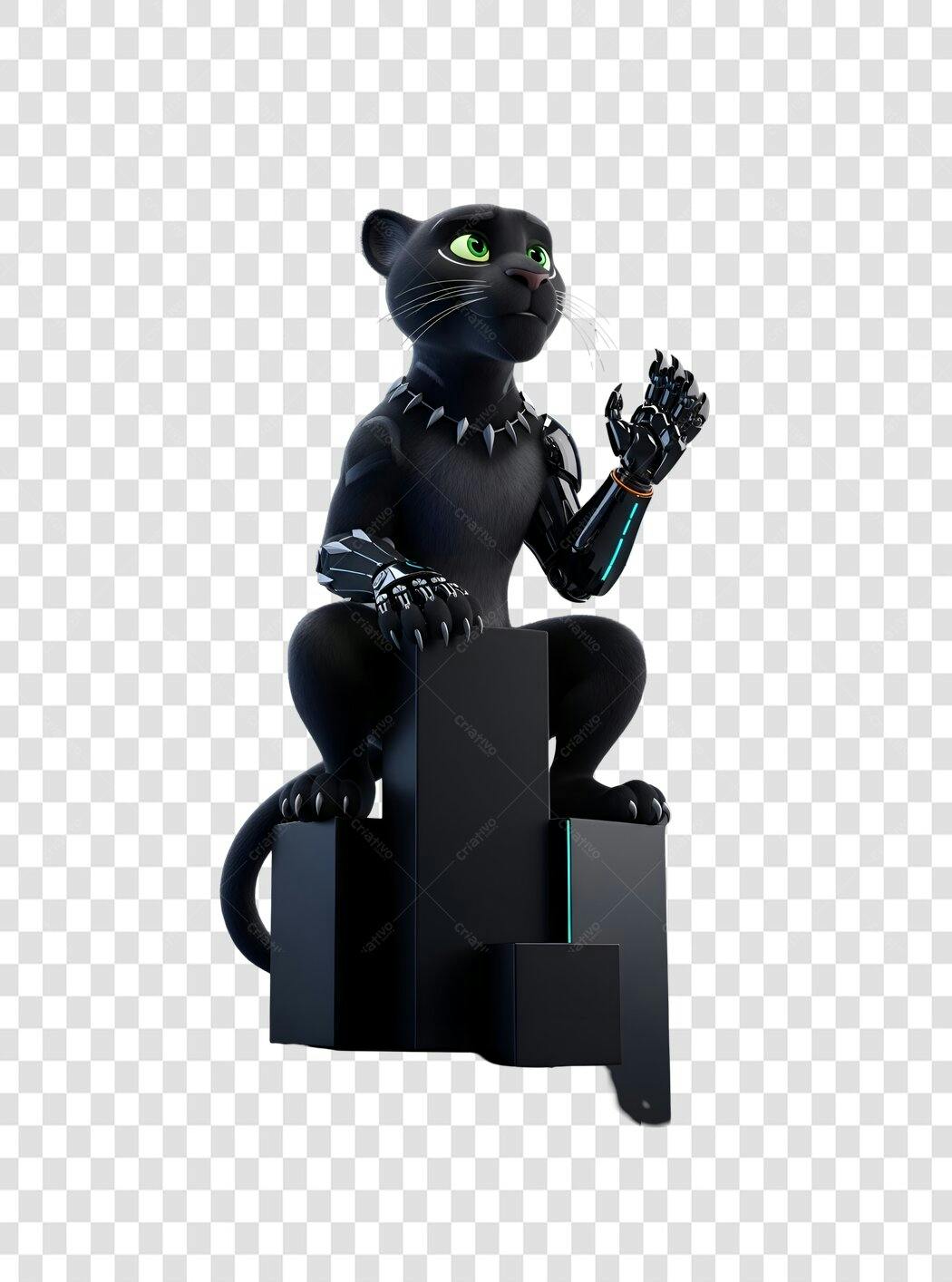 Personagem Pantera Negra Cibernético 3D para Tecnologia e Marketing PNG com fundo transparente