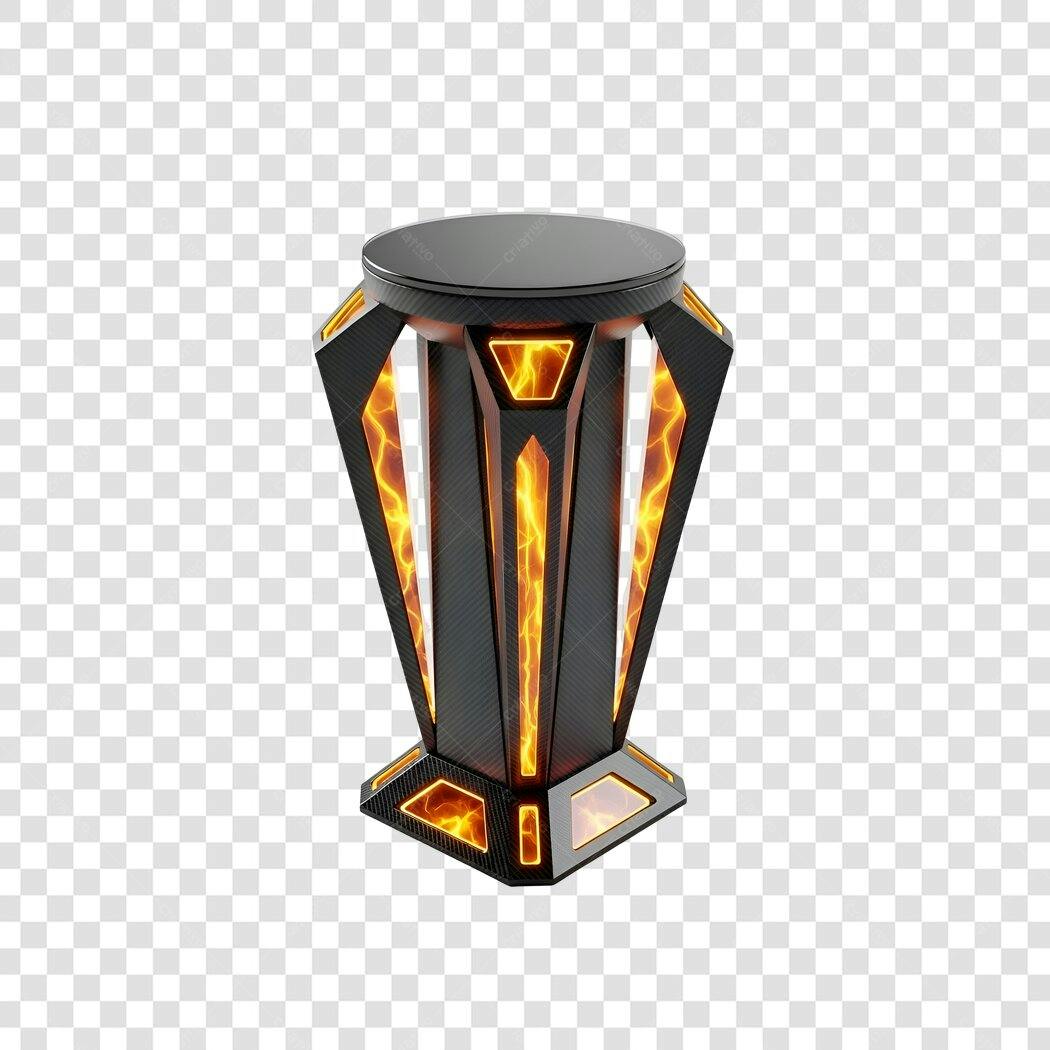 Troféu Gaming Esports Carbono Laranja Brilhante PNG com fundo transparente