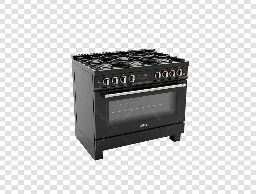Imagem de Produto Fogão Panher Preto a Gás com Forno PNG com fundo transparente