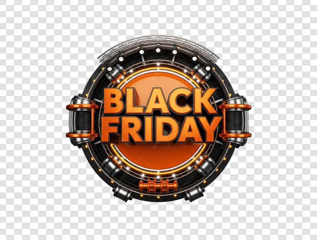 Selo Black Friday 24 de Novembro 3D Laranja PNG com fundo transparente