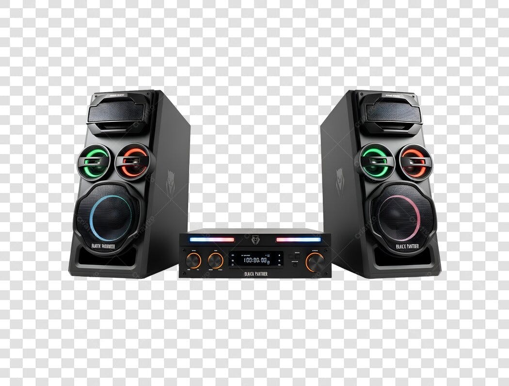 Sistema de Som Hifi Moderno Luzes RGB Black Panther PNG com fundo transparente