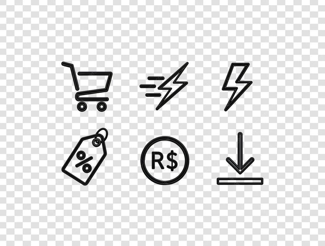 Ícones E-commerce Vendas Online Preto PNG com fundo transparente