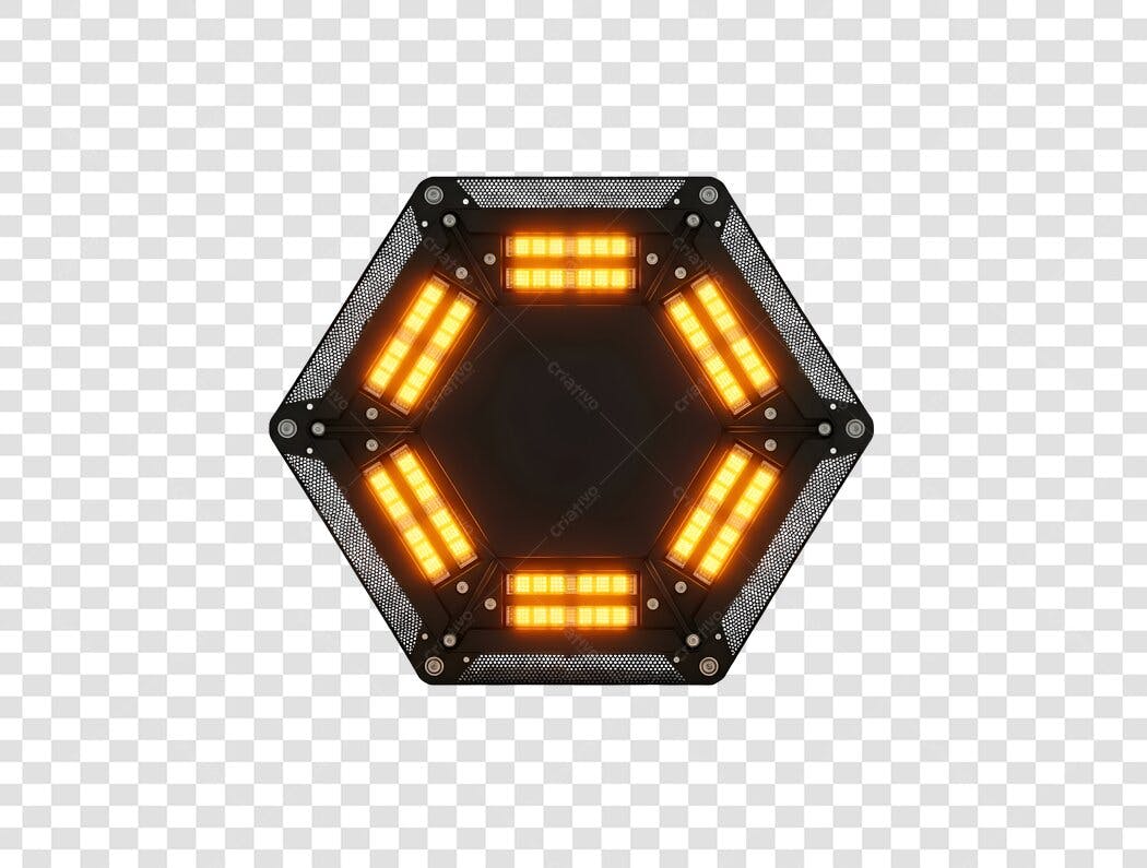 Elemento Tecnológico Hexagonal Luzes Laranja Brilhantes PNG com fundo transparente