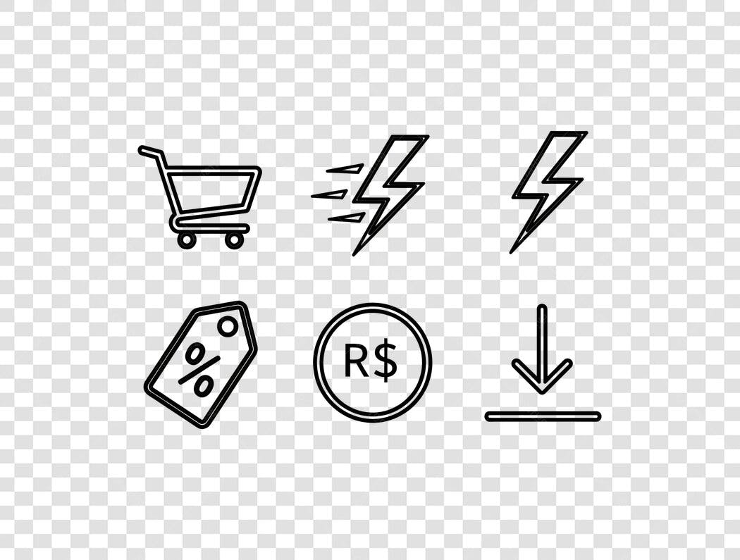 Icones de E-commerce Carrinho Promocao Desconto R$ e Download PNG com fundo transparente