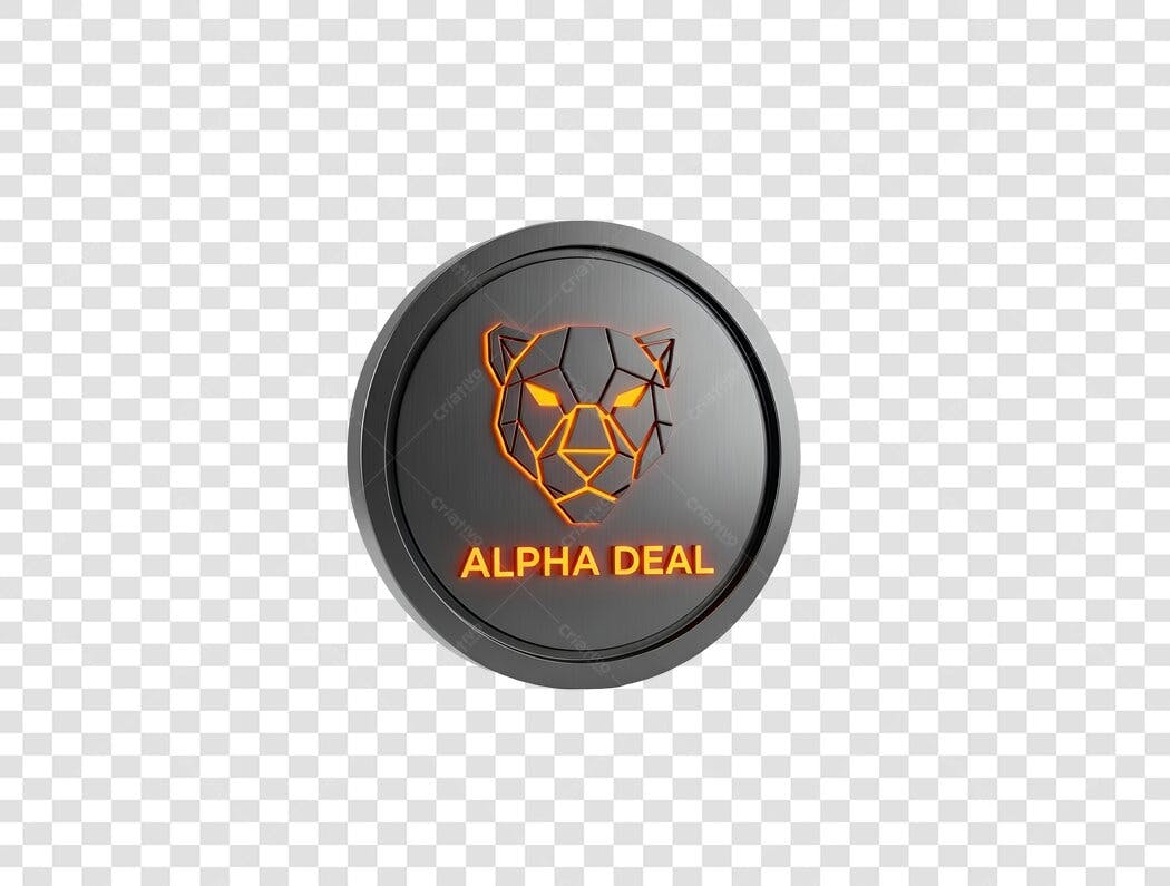 Selo de Pantera Geométrica Laranja Alpha Deal PNG com fundo transparente