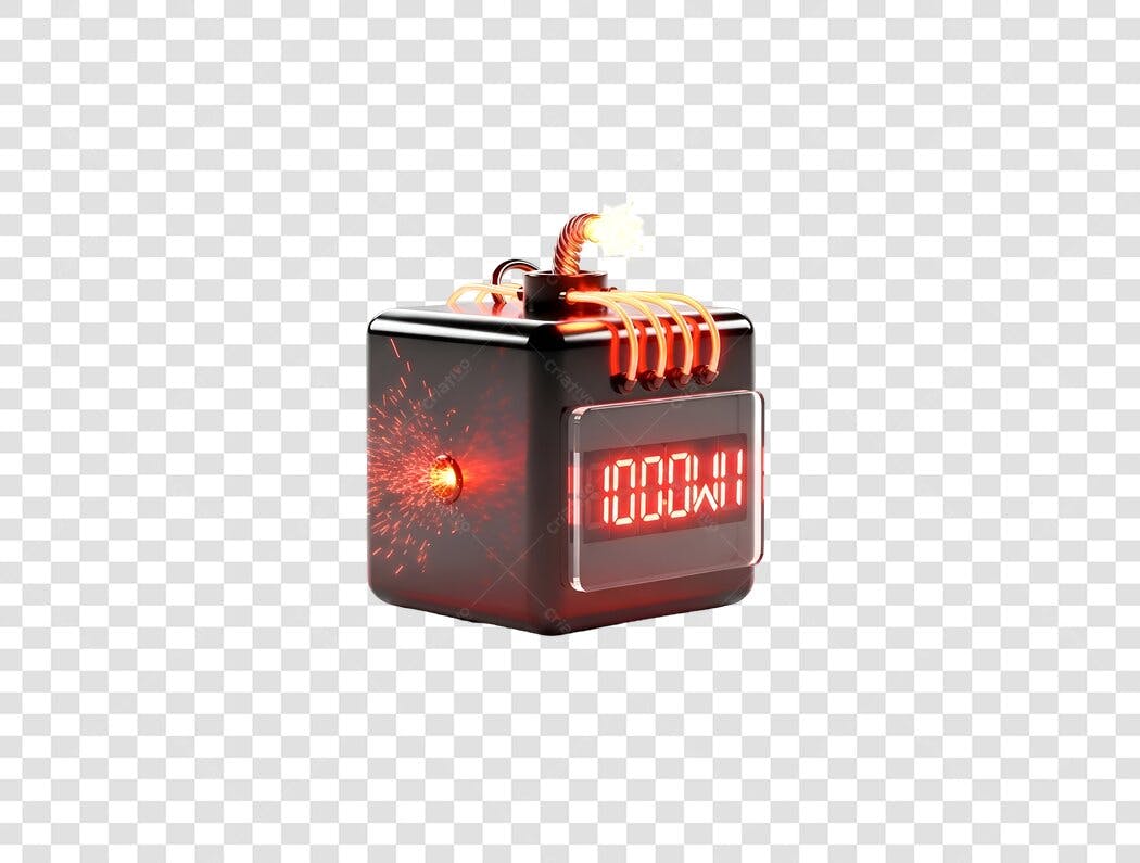 Elemento 3D bomba digital 100000 promoção explosiva PNG com fundo transparente