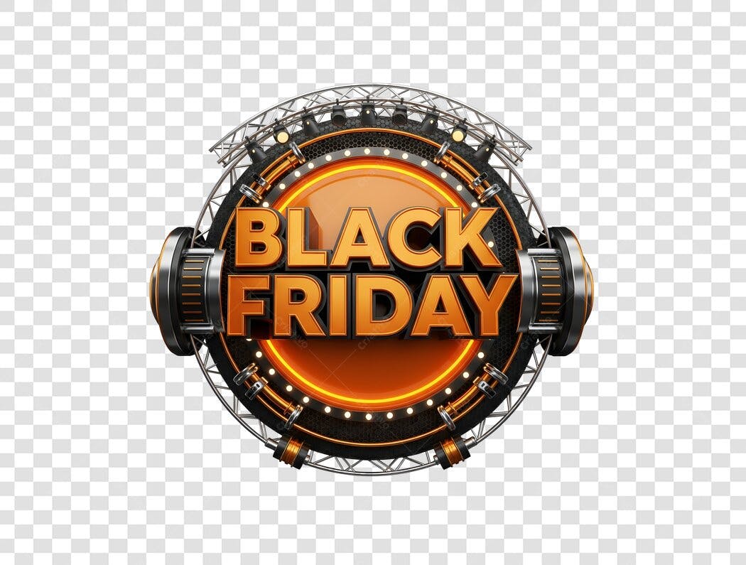 Selo Promocional Black Friday Design Moderno 3D PNG com fundo transparente