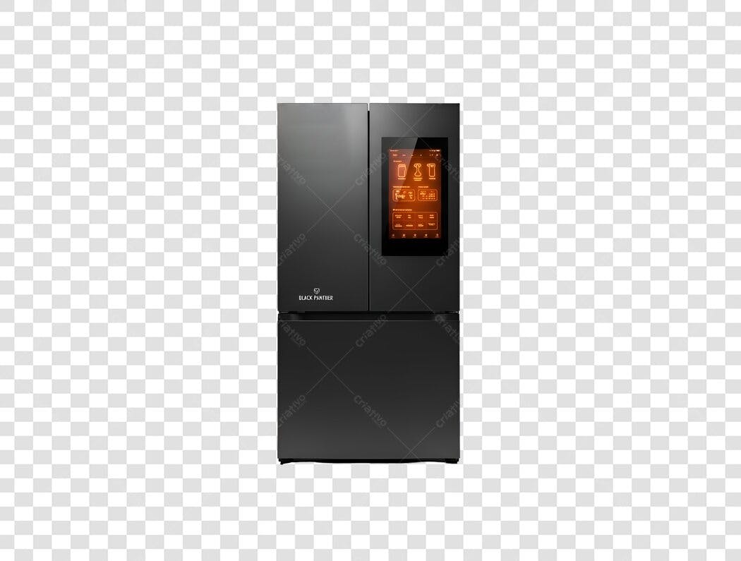 Imagem Produto Geladeira Smart Preta Black Panther Digital Moderna PNG com fundo transparente