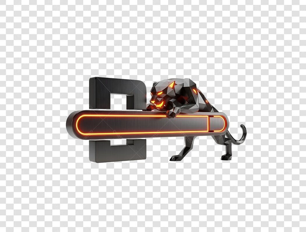 Icone Pantera Negra Neon com Barra Luminosa Cyberpunk PNG com fundo transparente