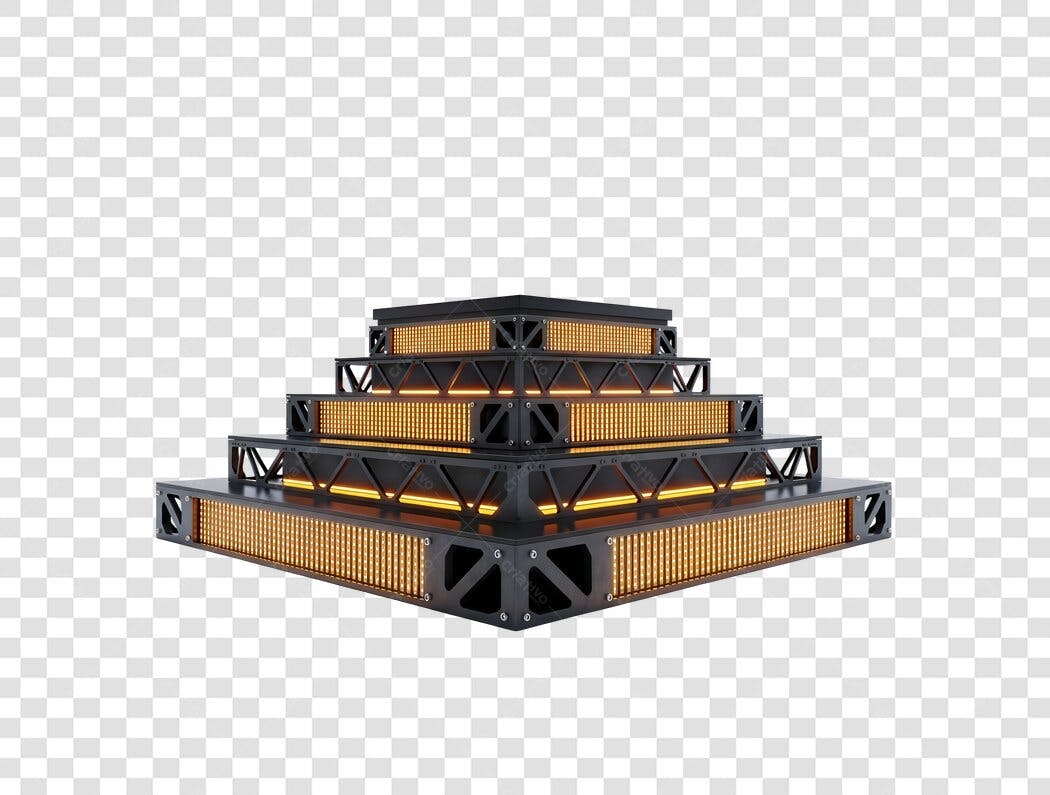 Pódio de exibição com iluminação LED laranja 3D PNG com fundo transparente
