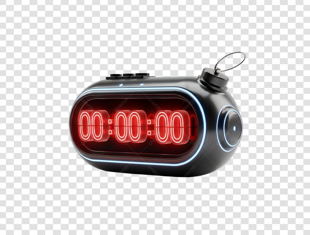 Elemento gráfico temporizador digital neon vermelho contagem regressiva PNG com fundo transparente