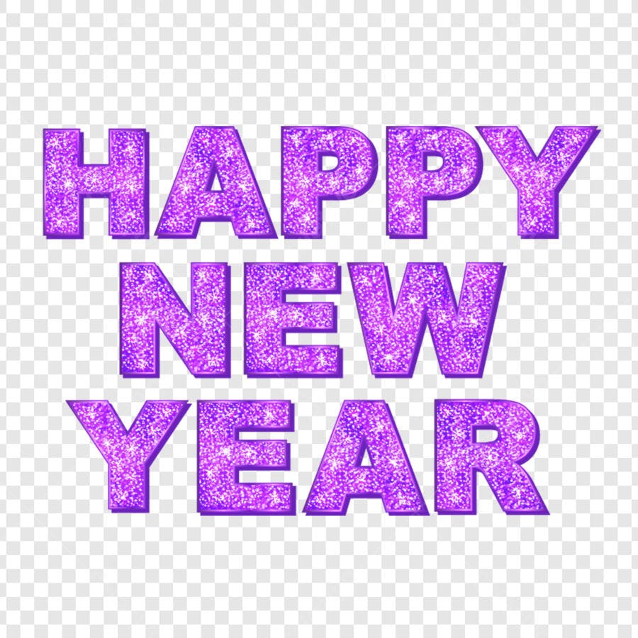 Elemento Gráfico Glitter Roxo para Ano Novo PSD Editável