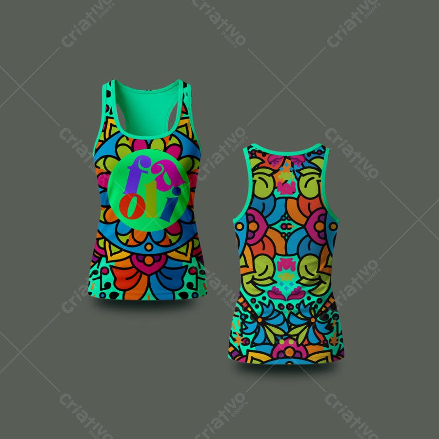 Regata Estampada Mandala para Festival de Verão PSD Editável