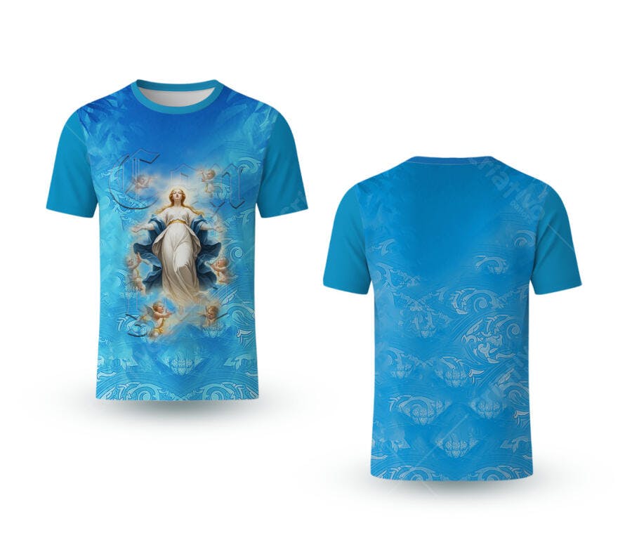 Camiseta Nossa Senhora da Graça com Anjos PSD Editável