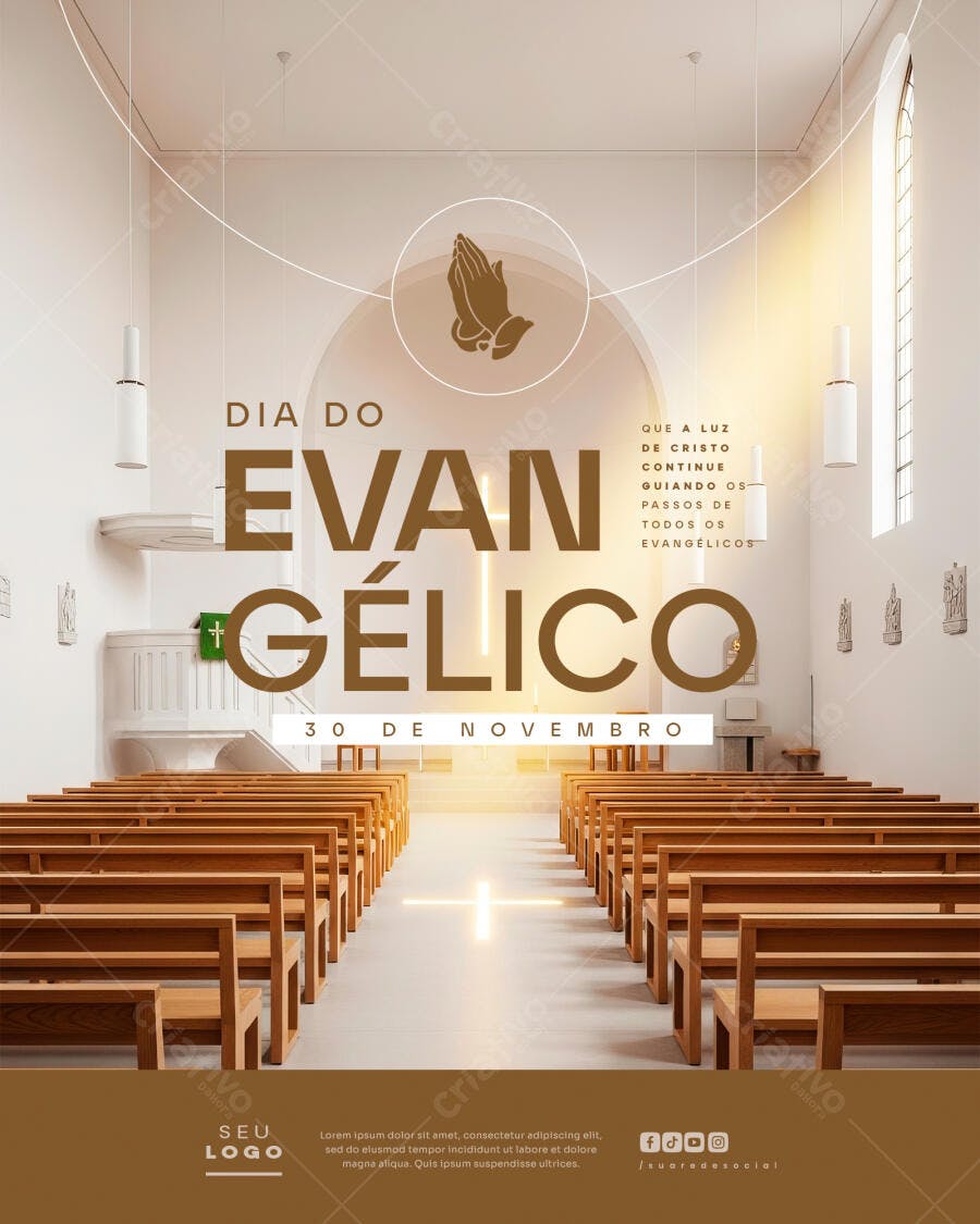 Flyer Dia do Evangélico 30 de Novembro PSD Editável