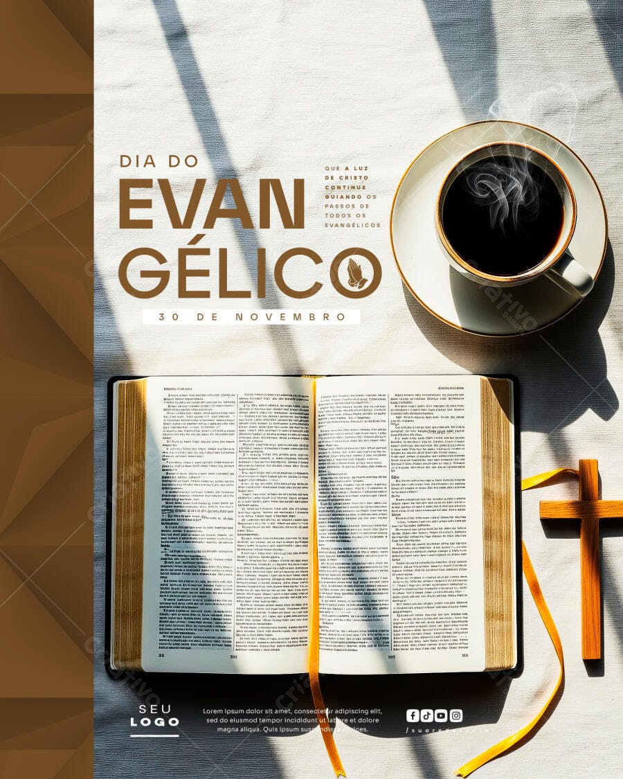 Post para Redes Sociais Dia do Evangélico PSD Editável