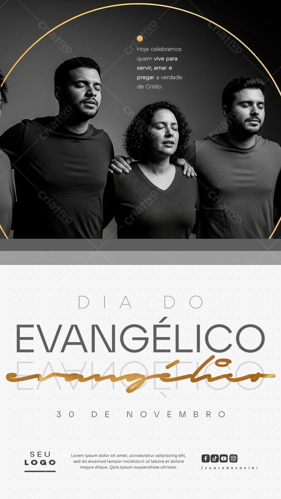 Post Social Mídia Dia do Evangélico Celebração Cristã PSD Editável