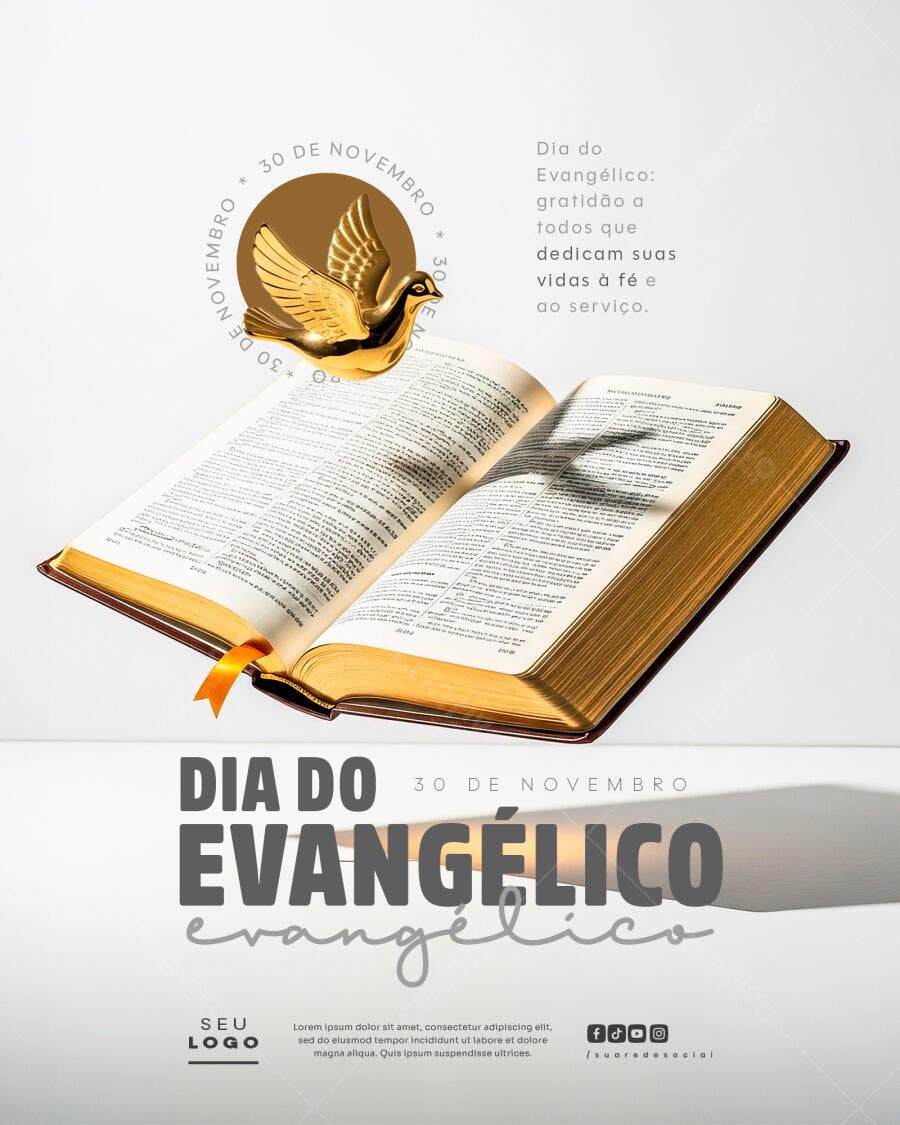 Flyer Dia do Evangélico 30 de Novembro PSD Editável