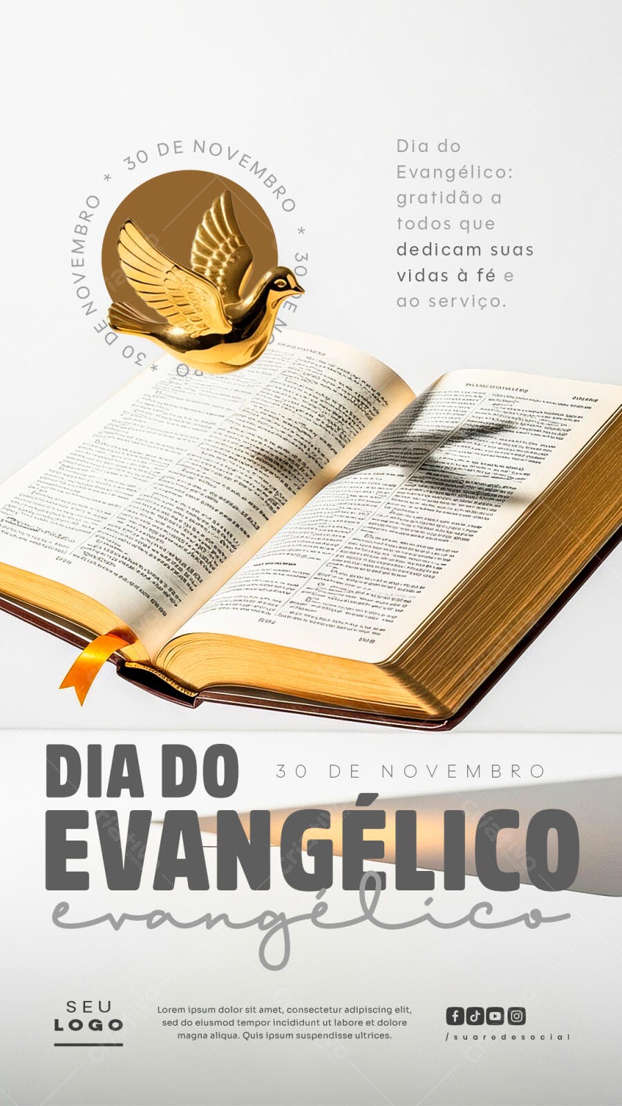 Flyer Dia do Evangélico 30 de Novembro PSD Editável