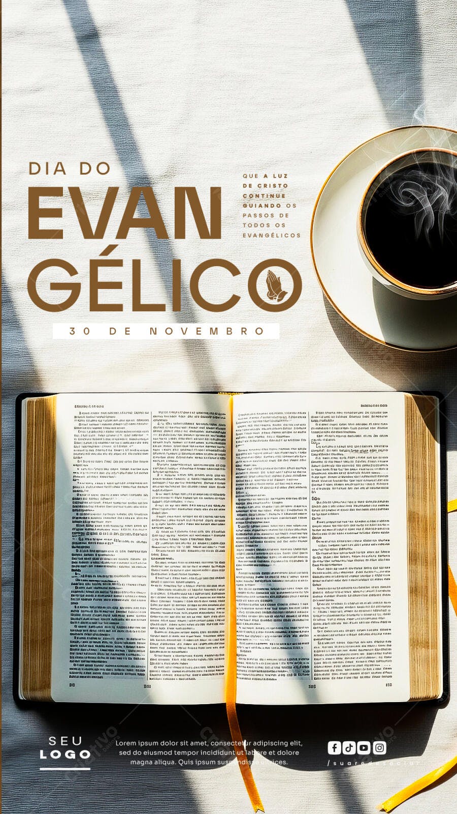 Flyer Dia do Evangélico 30 de Novembro PSD Editável