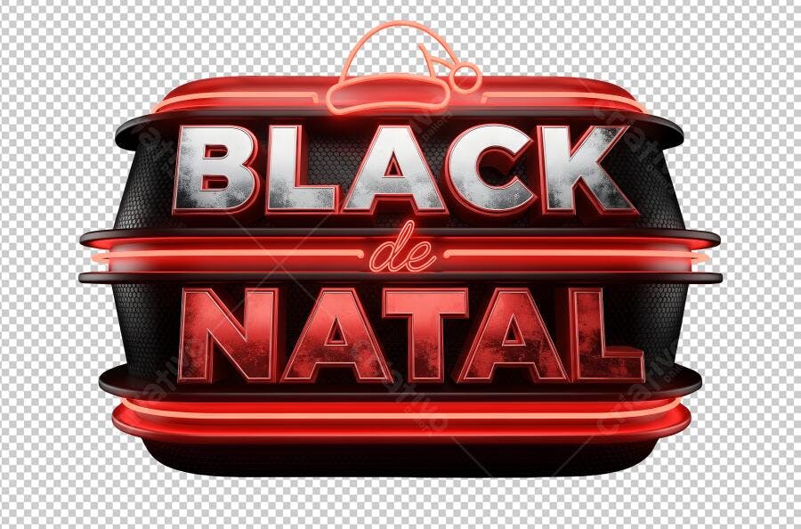 Título 3D Black de Natal Neon Vermelho Promocional PNG com fundo transparente