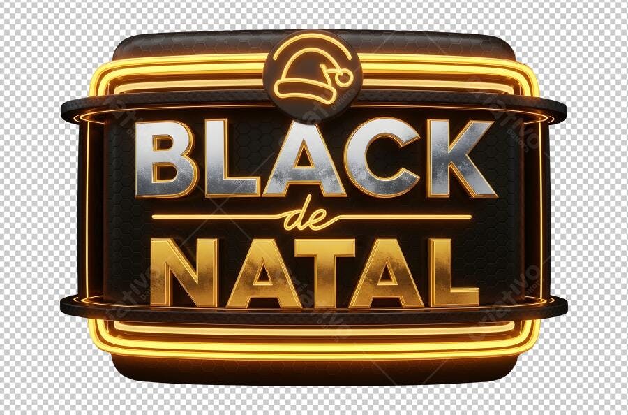 Selo 3D Black de Natal Promoção PNG com fundo transparente
