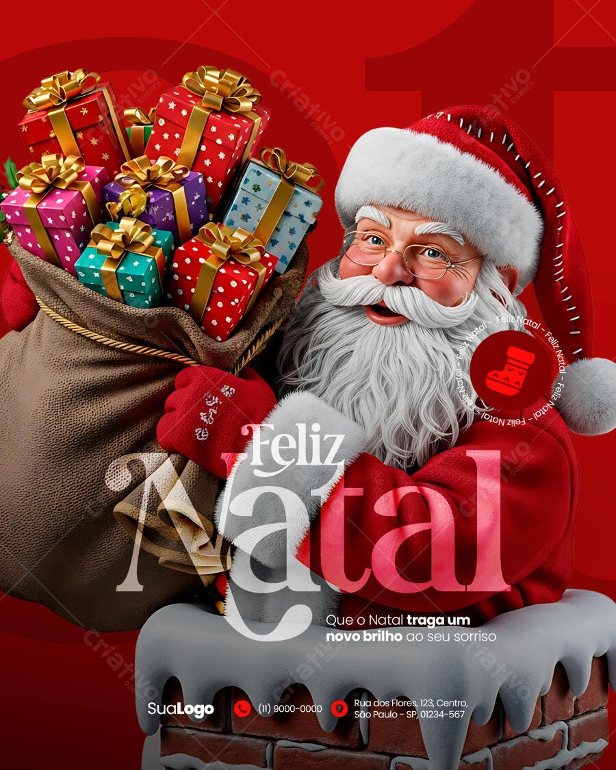 Flyer Feliz Natal com Papai Noel PSD Editável