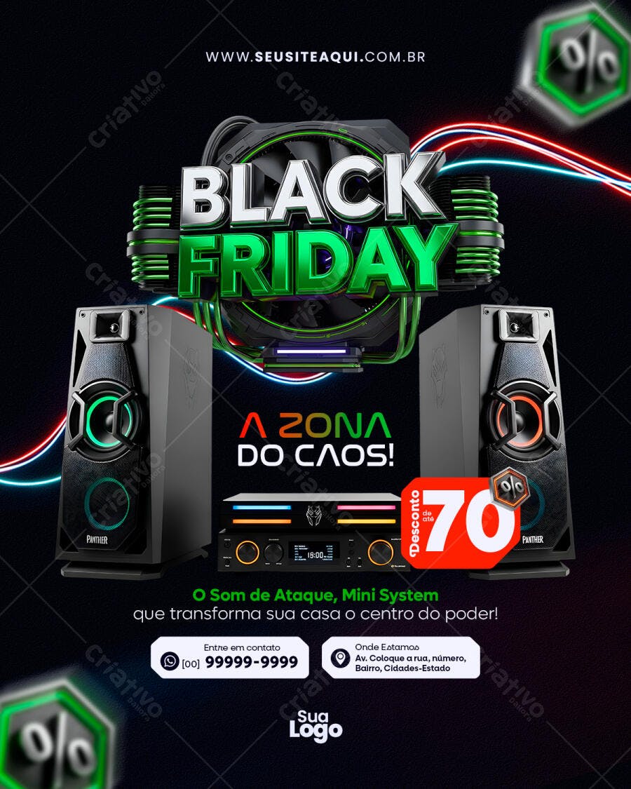 Flyer Black Friday Mini System A Zona do Caos PSD Editável
