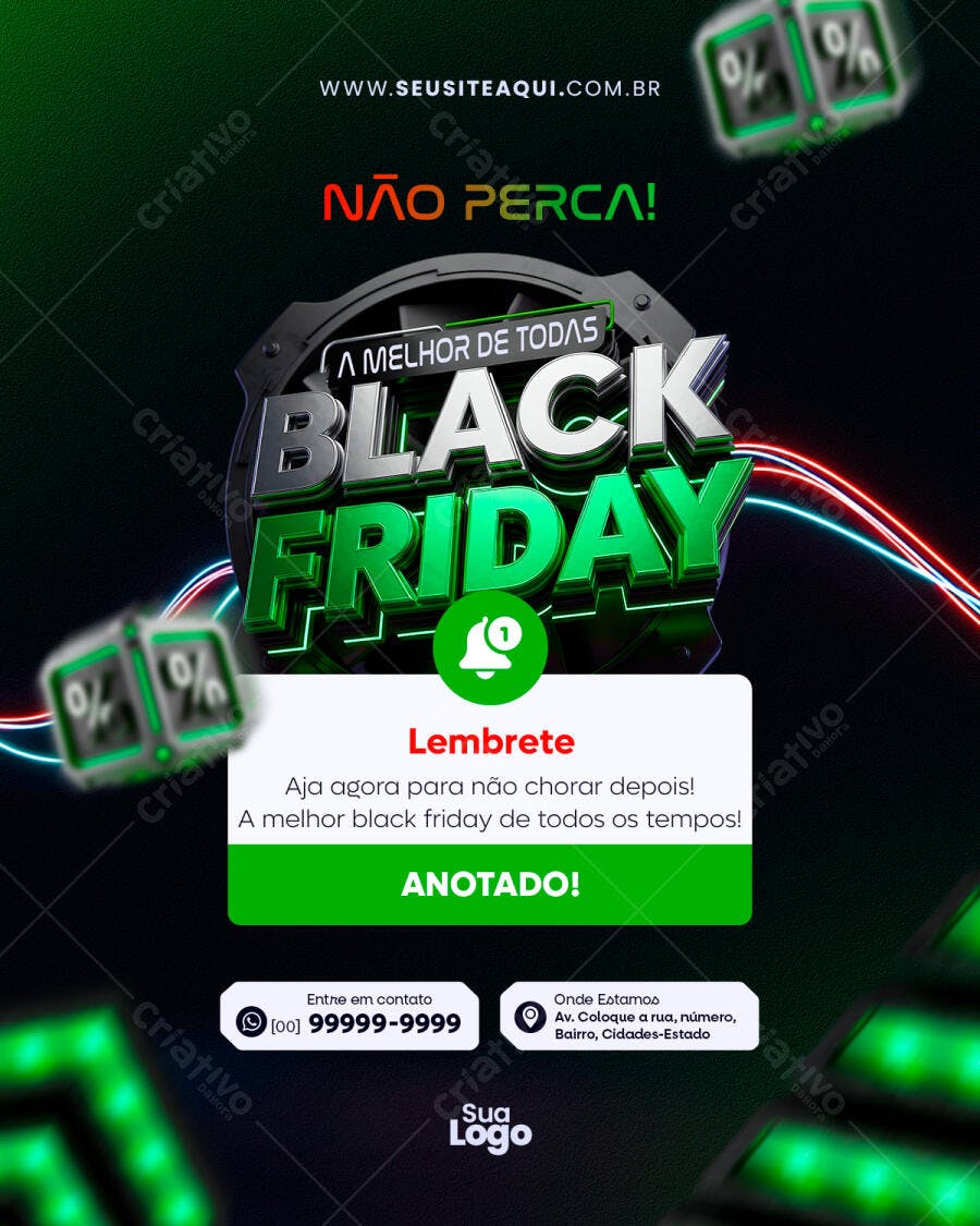 Flyer Black Friday A Melhor de Todas Descontos e Ofertas PSD Editável